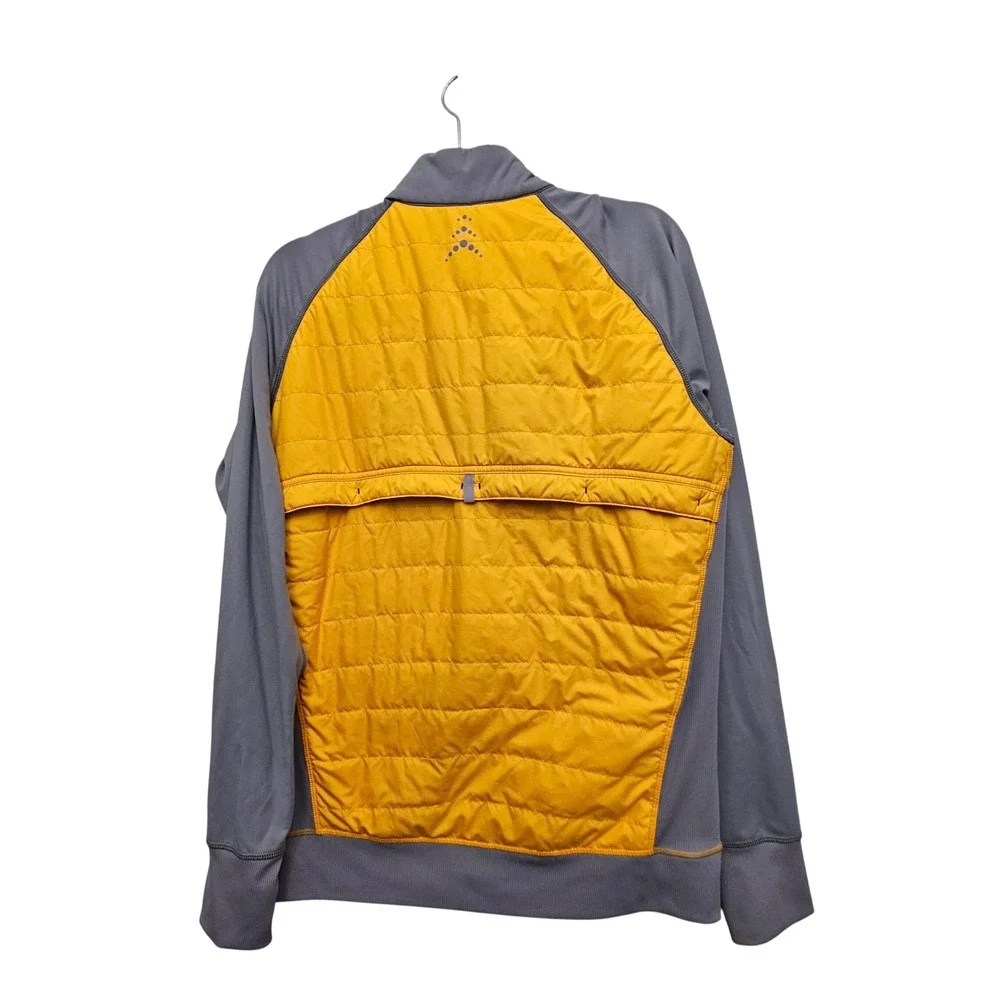 REI Hybrid Jacket Mens M Yellow Grey Quilted Insulated Hiking Gorpcore‎ Full Zip